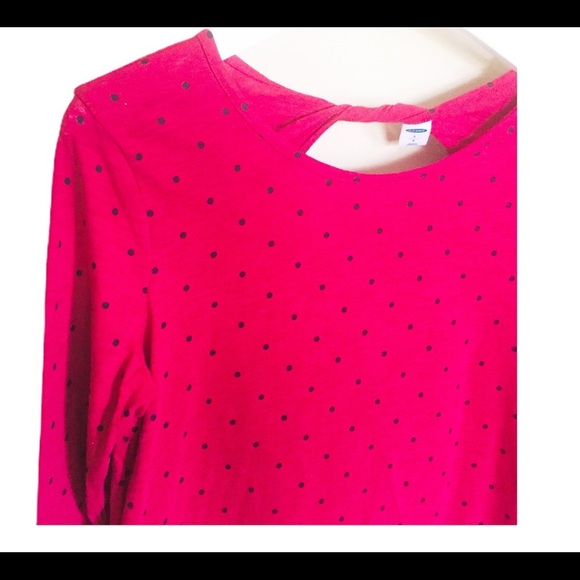 NWT OLD NAVY Twist Back Top With Polka Dot Print & Long Sleeves Red Size Medium - Picture 6 of 14